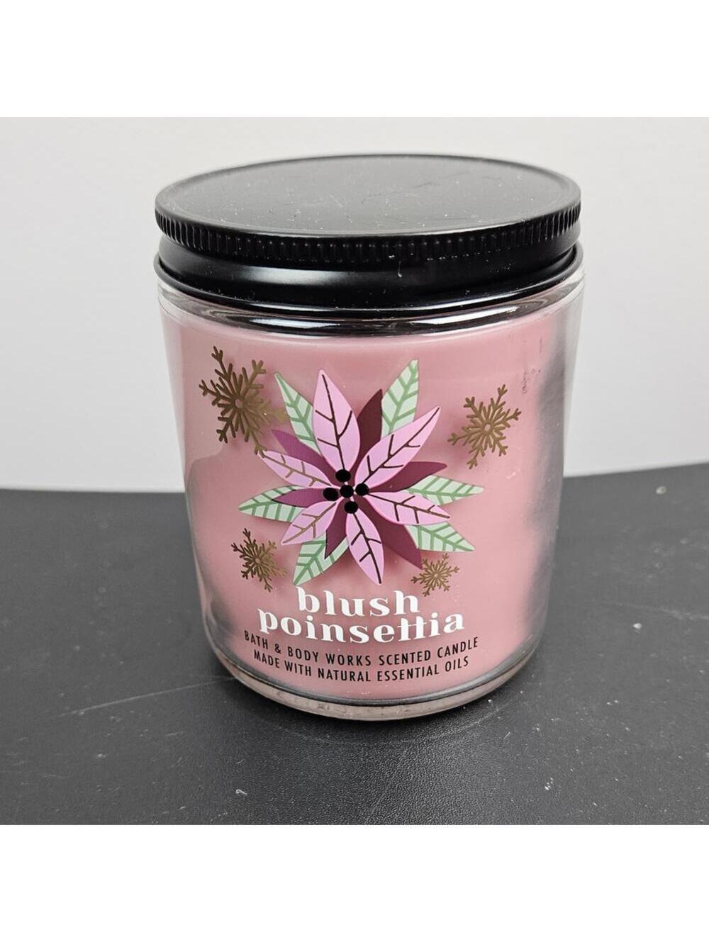 Bath and Body Works Blush Poinsettia Mason Single Wick Candle